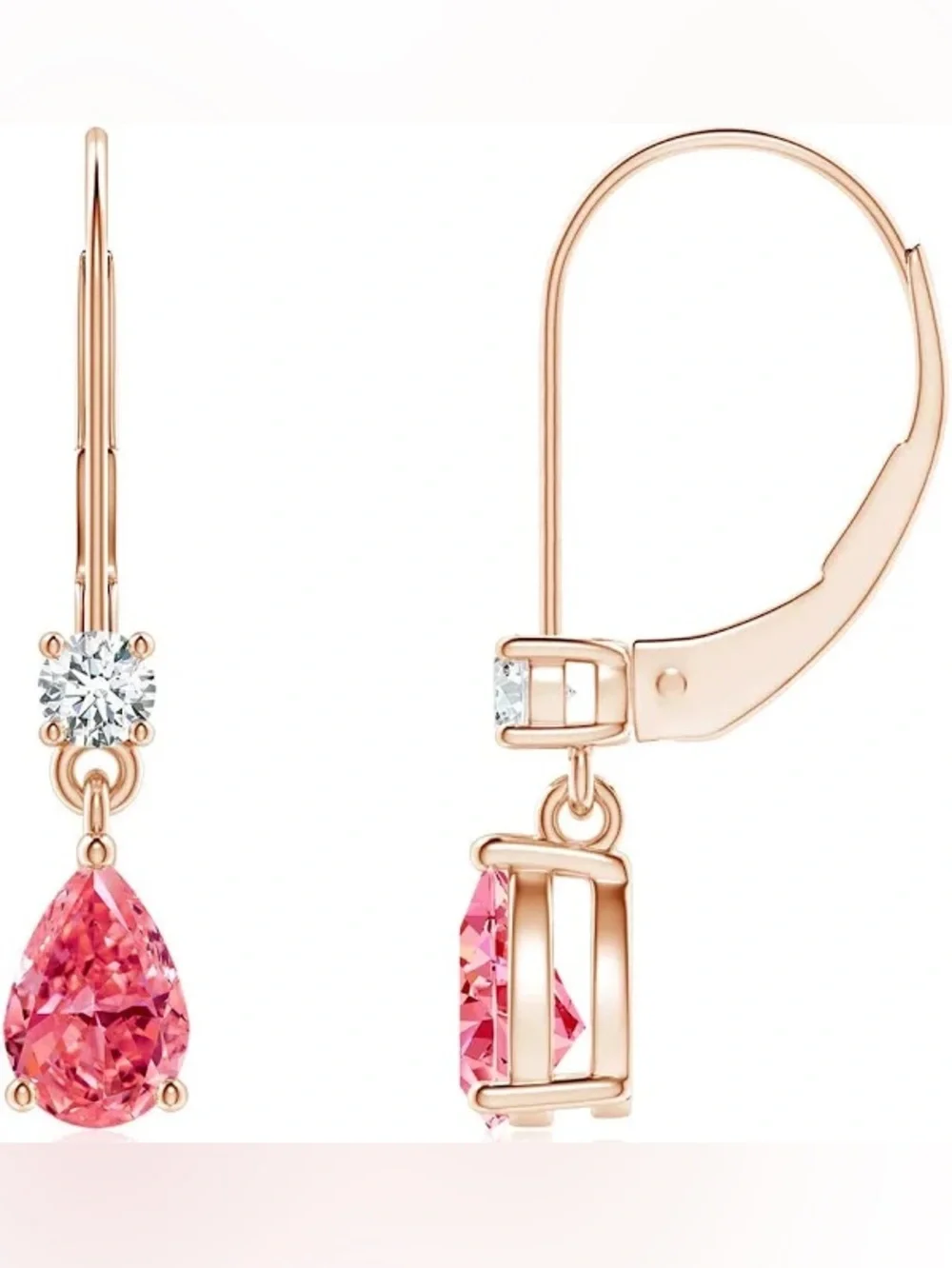 Women's Rose Gold Pink Crystal Stud Earrings_2